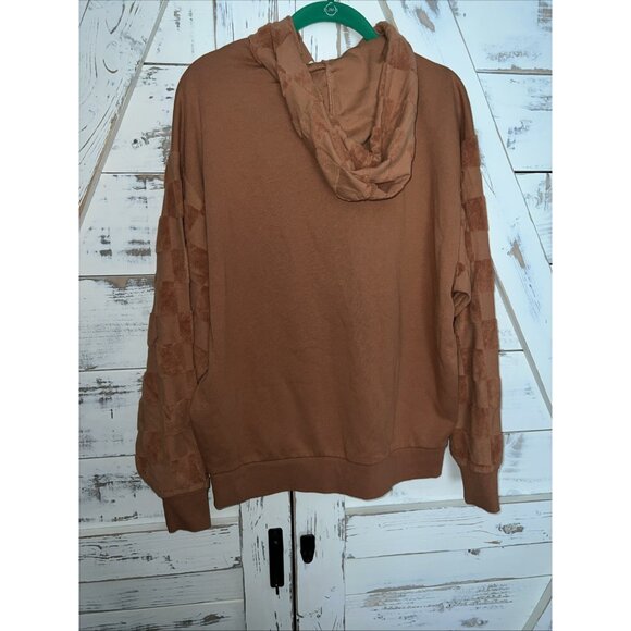 Vans Beauty Tan Flower Checkerboard Pullover Hoodie Terry Women's Size XS - Picture 9 of 11